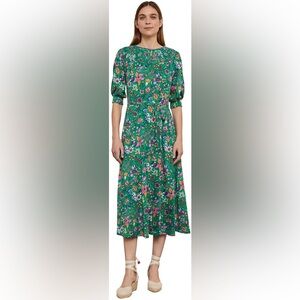 Boden Floral Smocked Neck Jersey Midi Dress Size 20R